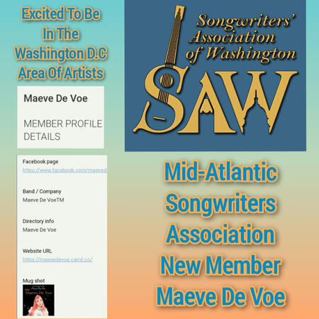 2024 Member of the Songwriters Association of Washington D.C. Maeve De Voe