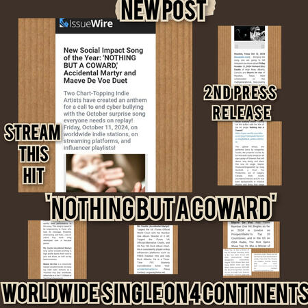 Second Press Release for the Super Duet with Canada's Accidental Martyr for single 'Nothing But A Coward' Released October 2024